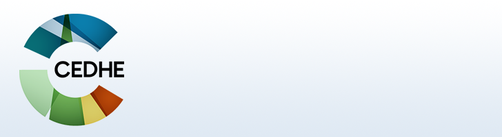 A banner image with the CEDHE logo on a gradient grey background