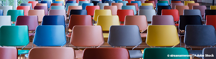 Rows of colourful chairs